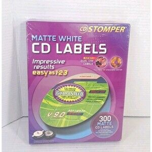 CD Stomper Matte White CD Labels 300 Full Face Standard Sheets NEW SEALED